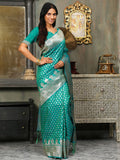 Shree Shyam Fashion Banarasi Silk Rama Green Saree | Grocsy