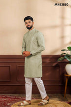 Pista Art Silk Digital Printed, Embroidery Work Kurta Set - Mahotsav | Grocsy