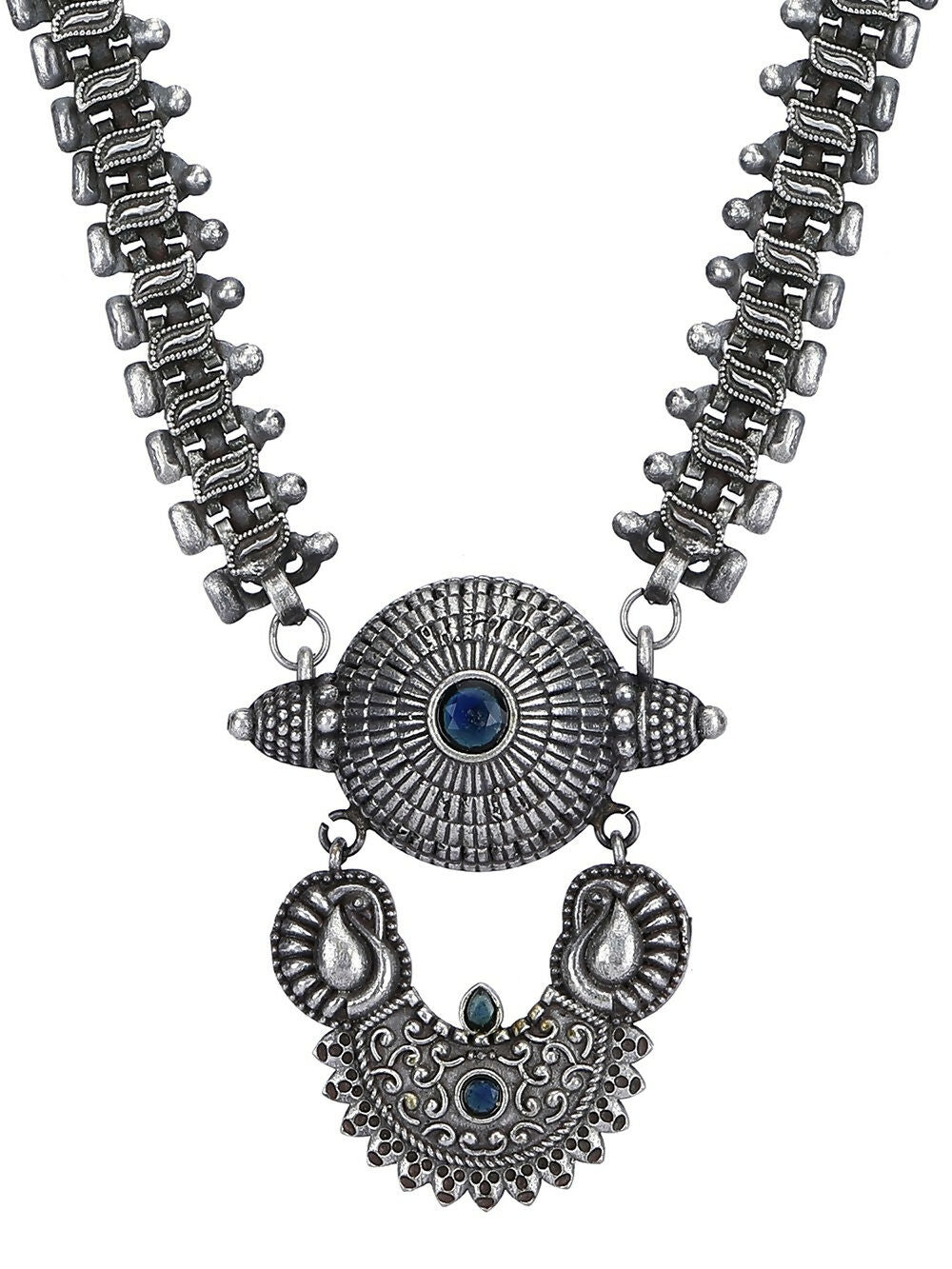 Joban Fashion Women Long Pattern Silver Tone Brass Necklace | Grocsy