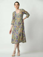 Myshka Women's Multi Floral Printed A-Line Dress | Grocsy