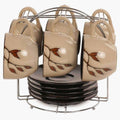 Home Centre Caraway Cup and Saucer- Set of 13 Pcs - 220 ml - Brown | Grocsy