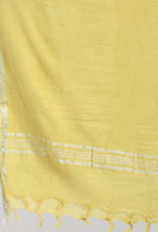 Mominos Fashion Moeza Women's Linen Cotton Silver Border Lemon Yellow Dupatta | Grocsy