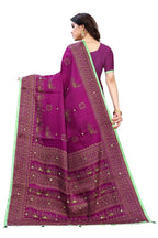 Vamika Purple Mirror Work With Jhalar Khadi Silk Saree (AASHI PURPLE) | Grocsy