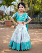 Jyoti Fashion Classy Sky Blue Heavy Chenille Sequins Embroidered Kids Lehenga Choli Set | Grocsy