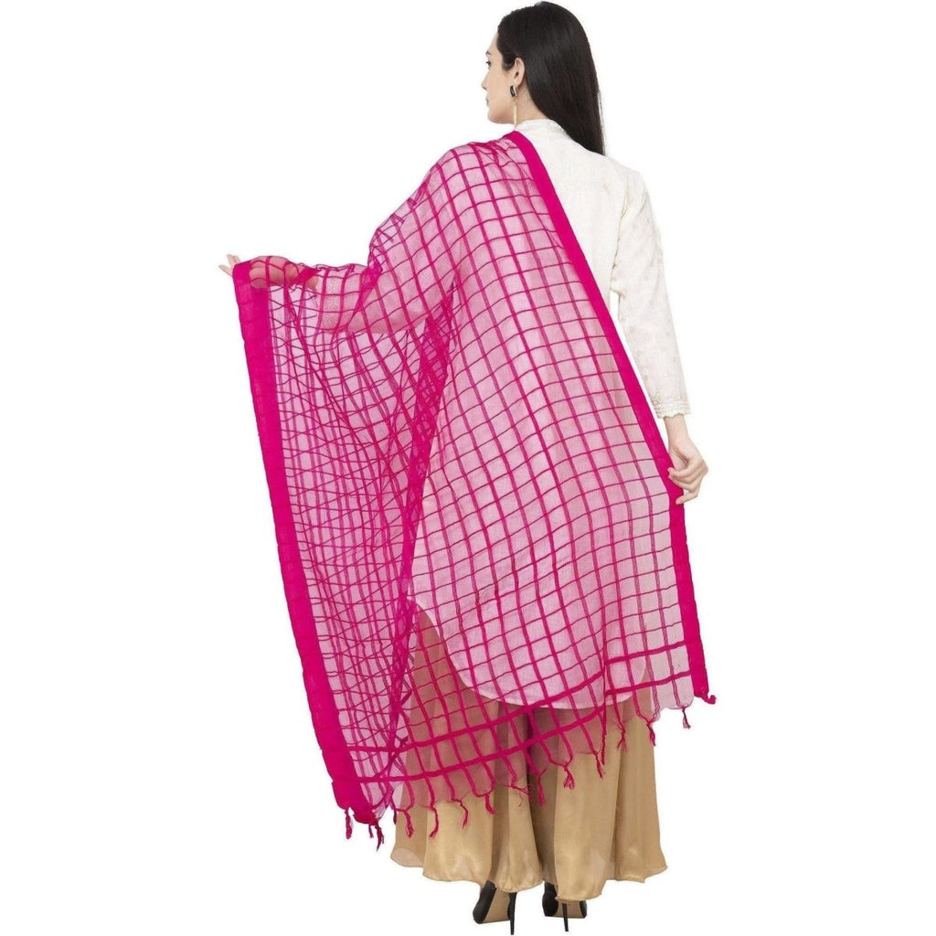 A R SILK Cotton Square Regular Rani Color Dupatta or Chunni | Grocsy