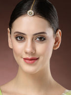 NVR Women's Gold-Polished CZ Stone-Studded Borla Maang Tikka | Grocsy
