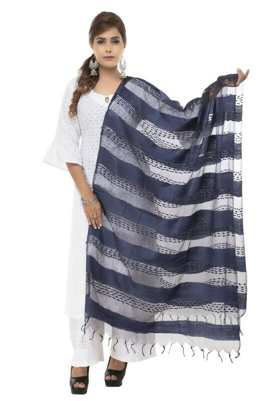 Mominos Fashion Moeza Cotton Payal Design Navy Blue Dupatta | Grocsy