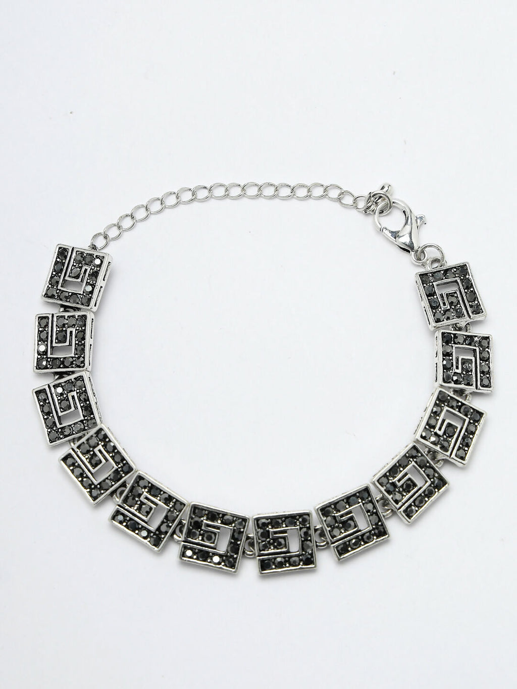 NVR Women American Diamond Rhodium-Plated Link Bracelet