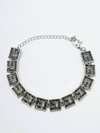 NVR Women American Diamond Rhodium-Plated Link Bracelet