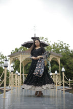Aayaa Designer Embroidery Zari Sequins-Work Faux Blooming Georgette Suit - Black | Grocsy