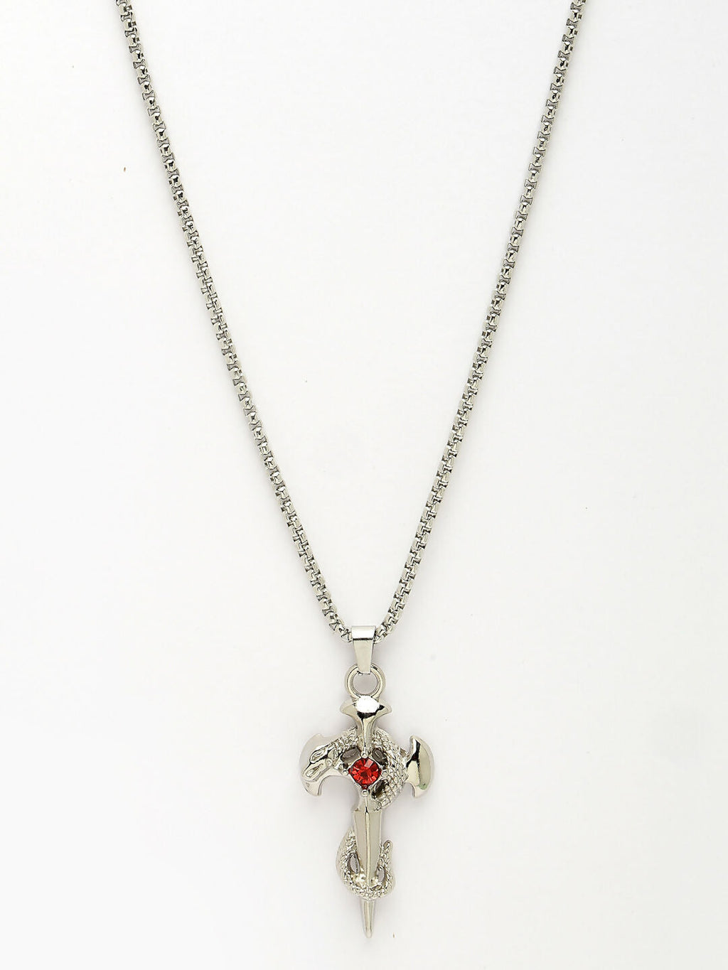 NVR Men's Silver-Plated Stainless Steel Pendant with Chain | Grocsy