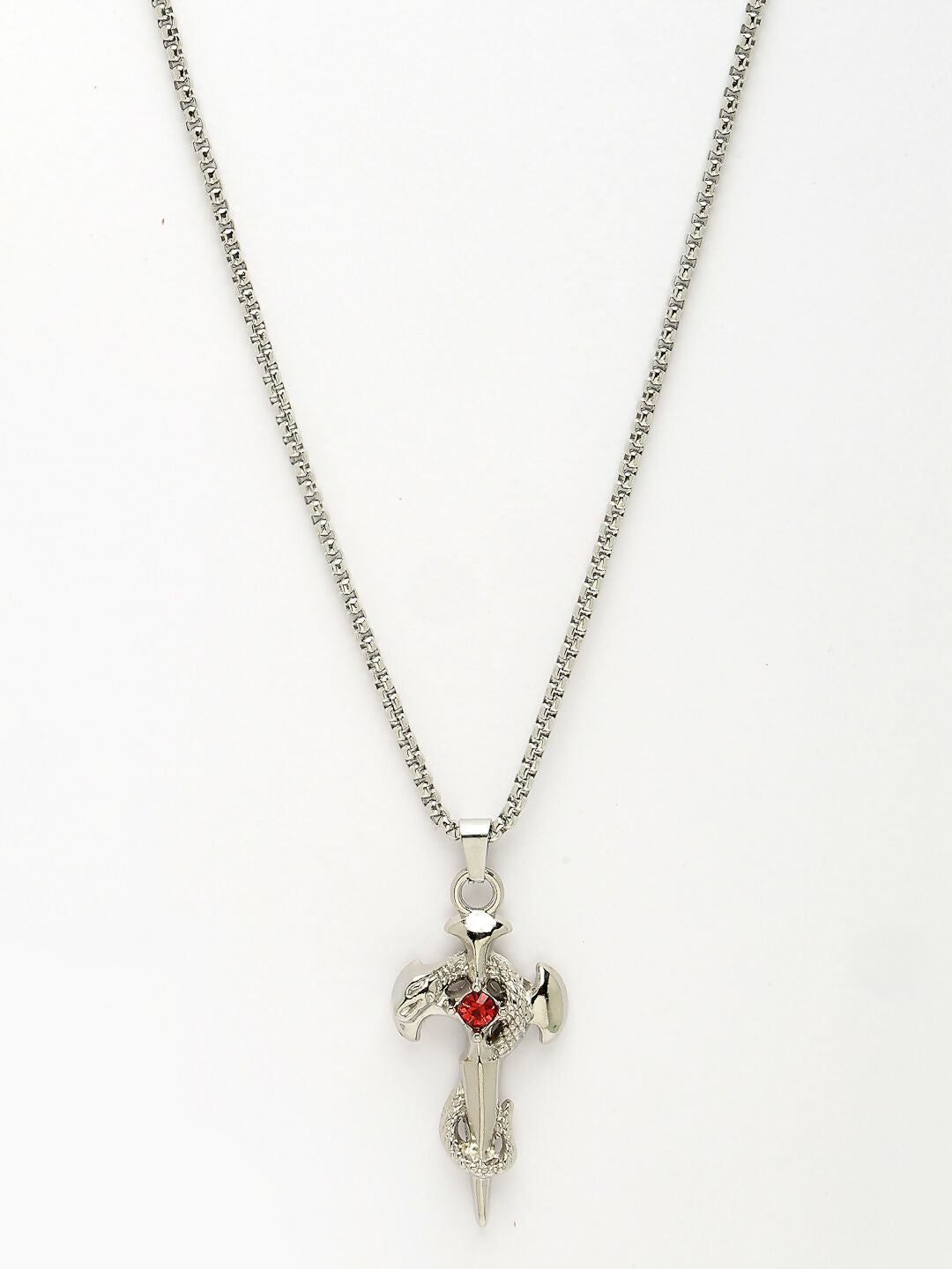 NVR Men's Silver-Plated Stainless Steel Pendant with Chain | Grocsy
