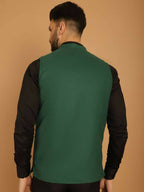 Even Apparels Pure Wool Nehru Jacket - Green | Grocsy