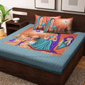 Vamika Printed Cotton Veena Firozi Green Bedsheet With Pillow Covers (PM Veena Firozi) | Grocsy