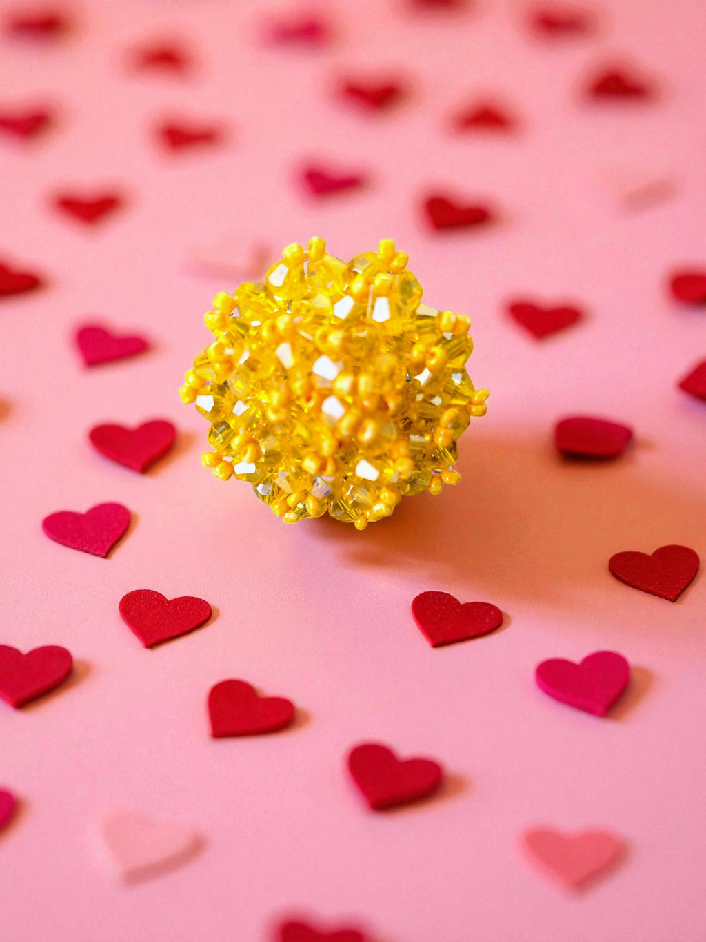 Inhanns Rang-E-Roshan Adjustable Ring – Handmade Crystal Statement Ring - Yellow | Grocsy