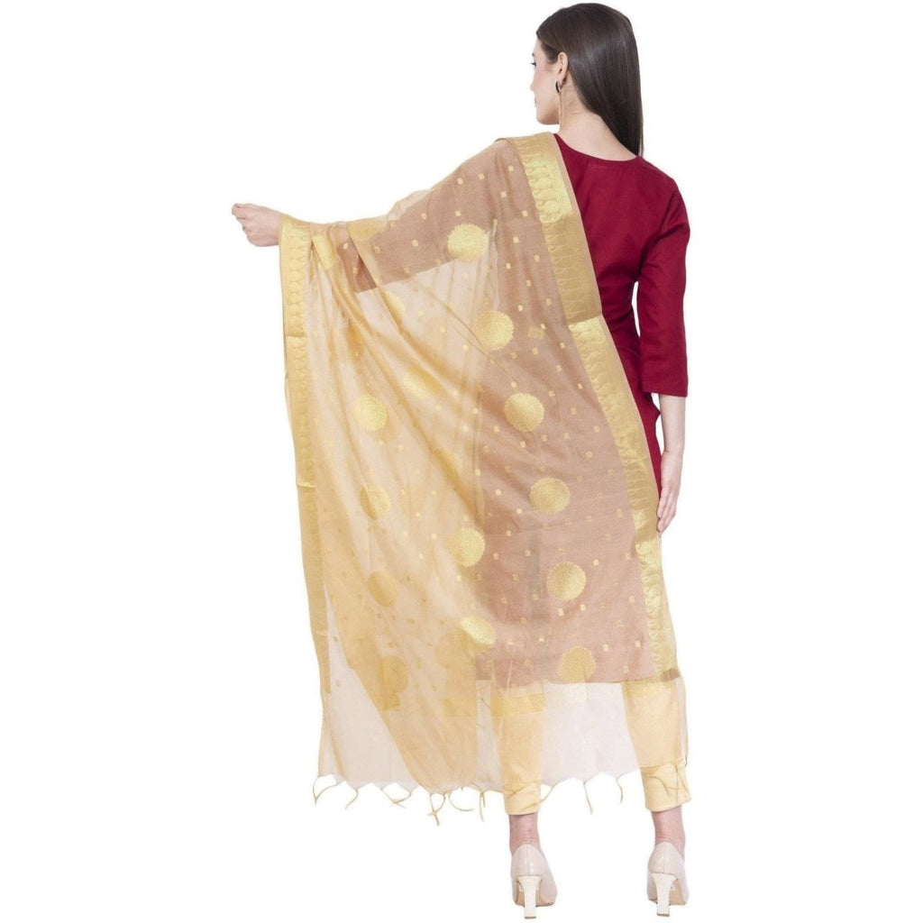 A R Silk Golden Color Fancy Vanarsi Silk Dupattas and Chunnis | Grocsy