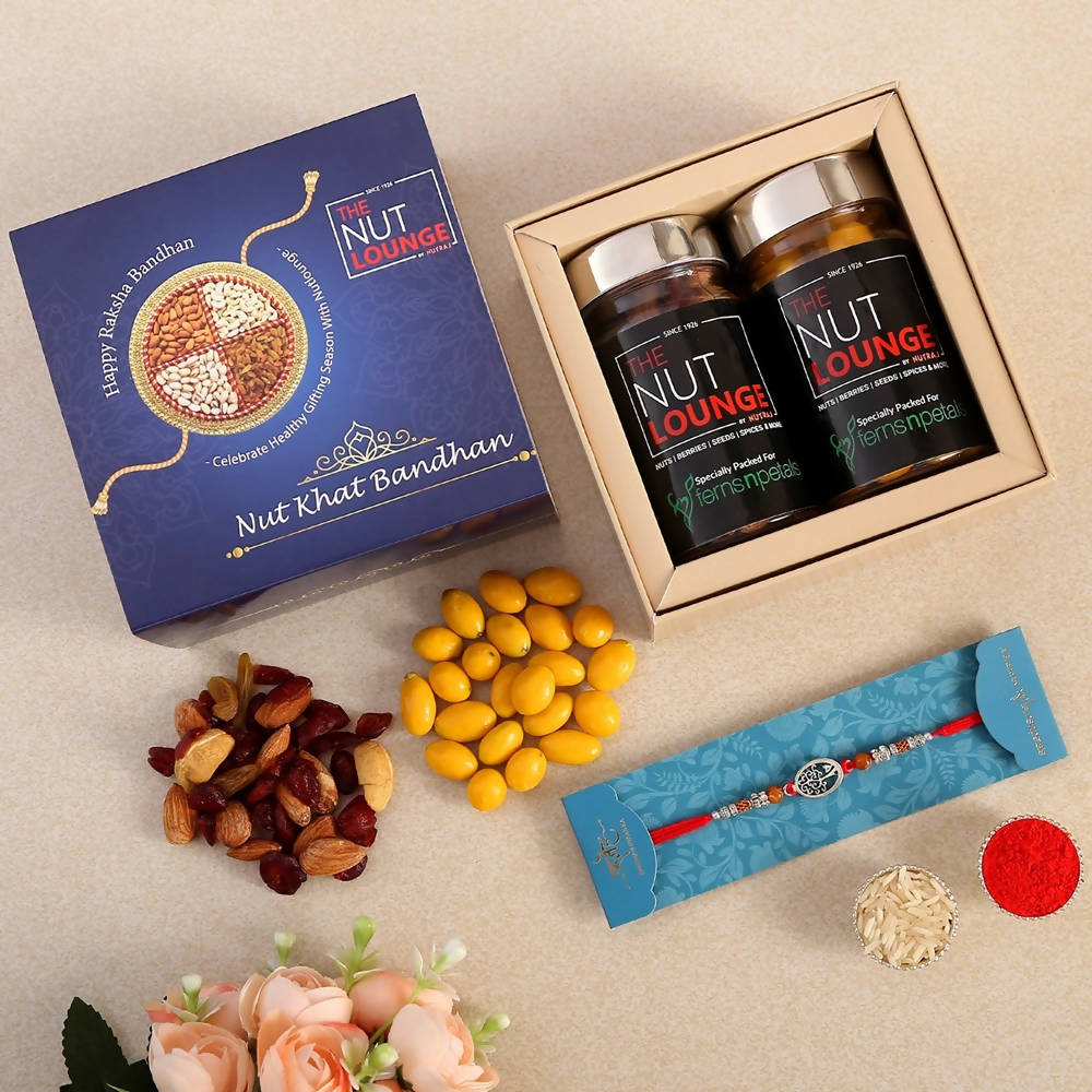 Fengshui Rakhi & Assorted Dry Fruits Jars | Grocsy