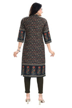 Snehal Creations Breathtaking Black Designer Digital Print Cotton Slub Fabric Long Kurti Tunic | Grocsy