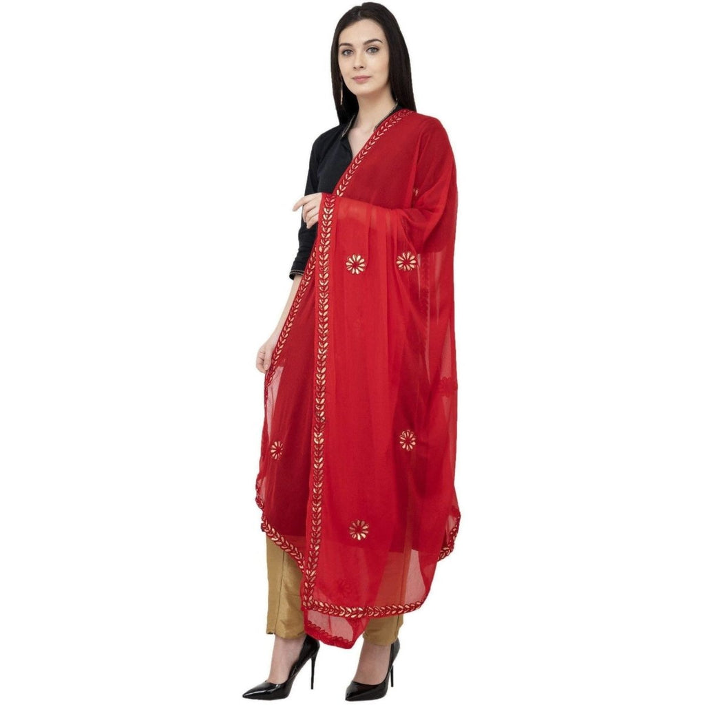 A R Silk Chiffon Gota Patti Fancy Dupatta Color Red Dupatta or Chunni | Grocsy