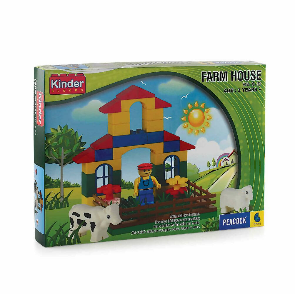 Peacock Farm House Learning & Educational Building Interlocking Blocks Set For Kids | Grocsy