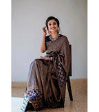 DEIANA'S Beautiful Designer Golden zari Soft Lichi Silk Saree - Blue | Grocsy