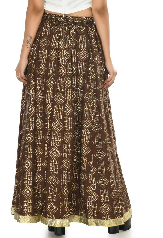 Mominos Fashion Moeza Cotton Coffee Color Printed Lehenga (Lancha) | Grocsy