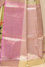 Joban Fashion Lavender & Brown Saree Kataan Applick Witch Mirror | Grocsy