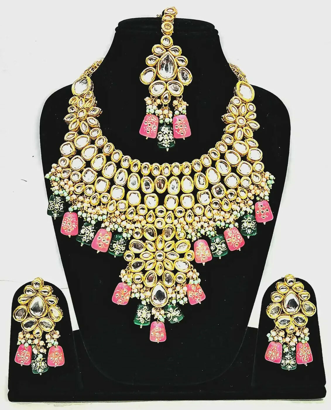 Joban Fashion Hand Made High Quality Gold Plated Base Metal Alloy Kundan Stone Studded Kundan Jewellery Set | Grocsy