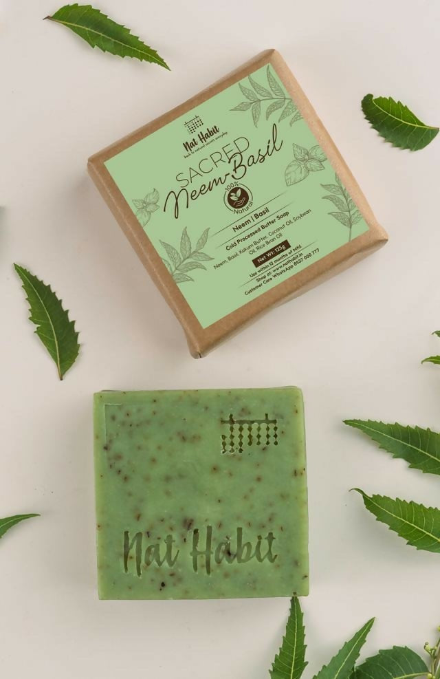 Nat Habit Cold Processed Sacred Neem-Basil Soap | Grocsy