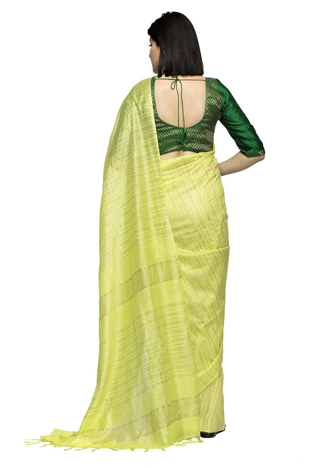 Mominos Fashion Light Parrot Green Color Bhagalpuri Saree | Grocsy