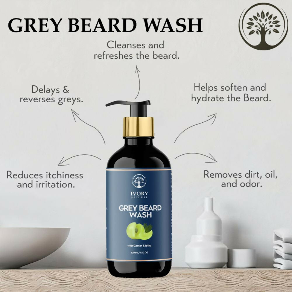 Ivory Natural Grey Beard Wash For Beard Graying And Restoring Beard'S Natural Black Shade | Grocsy