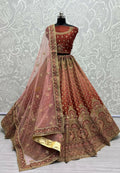 Jyoti Fashion Women's Scarlet Bridal Net Fancy Dori & Sequins Multi Thread Embroidered with Diamond Work Wedding Lehenga Choli | Grocsy