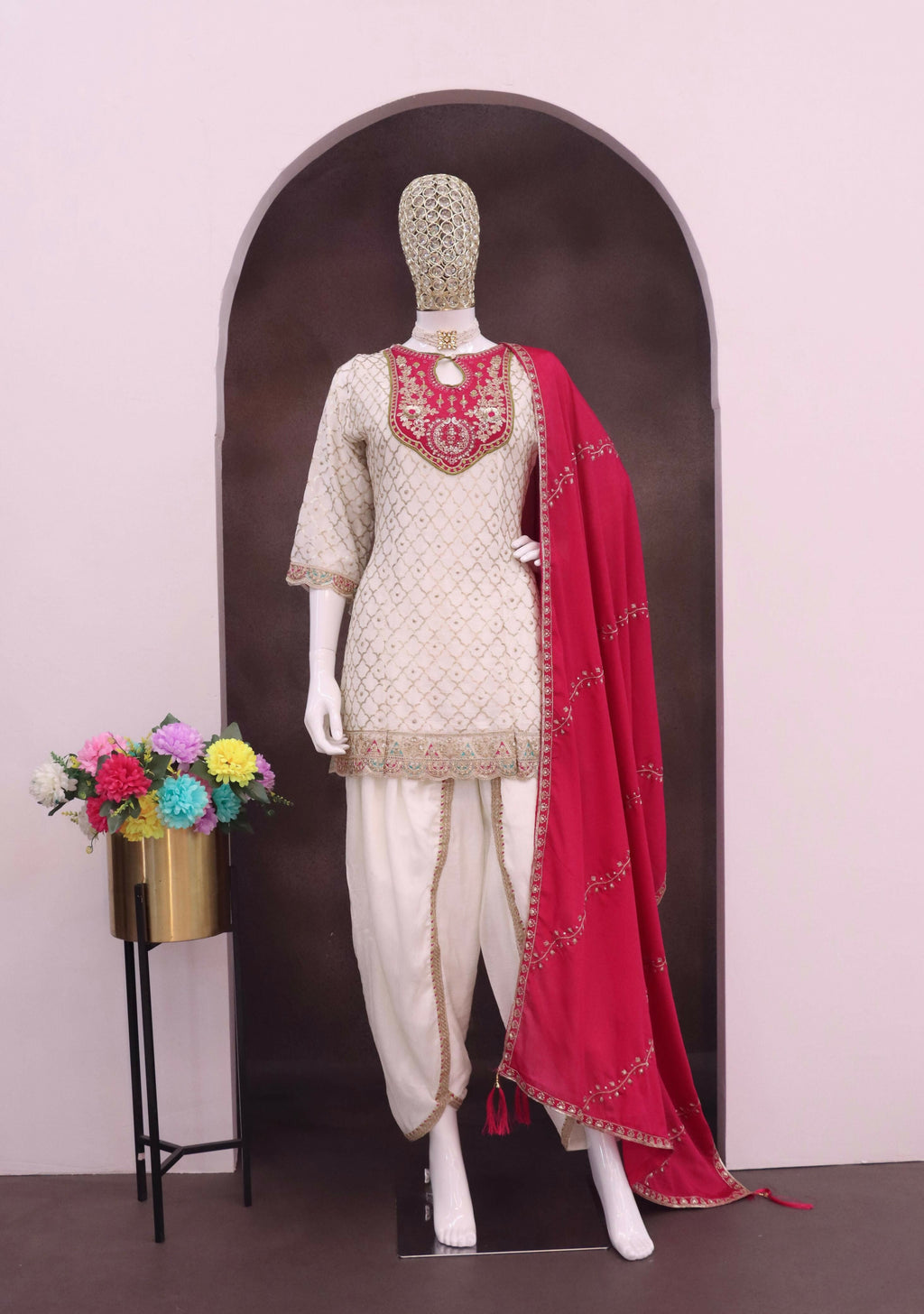 Anaita White Embroidered Silk Stitched Dhoti Suit | Grocsy