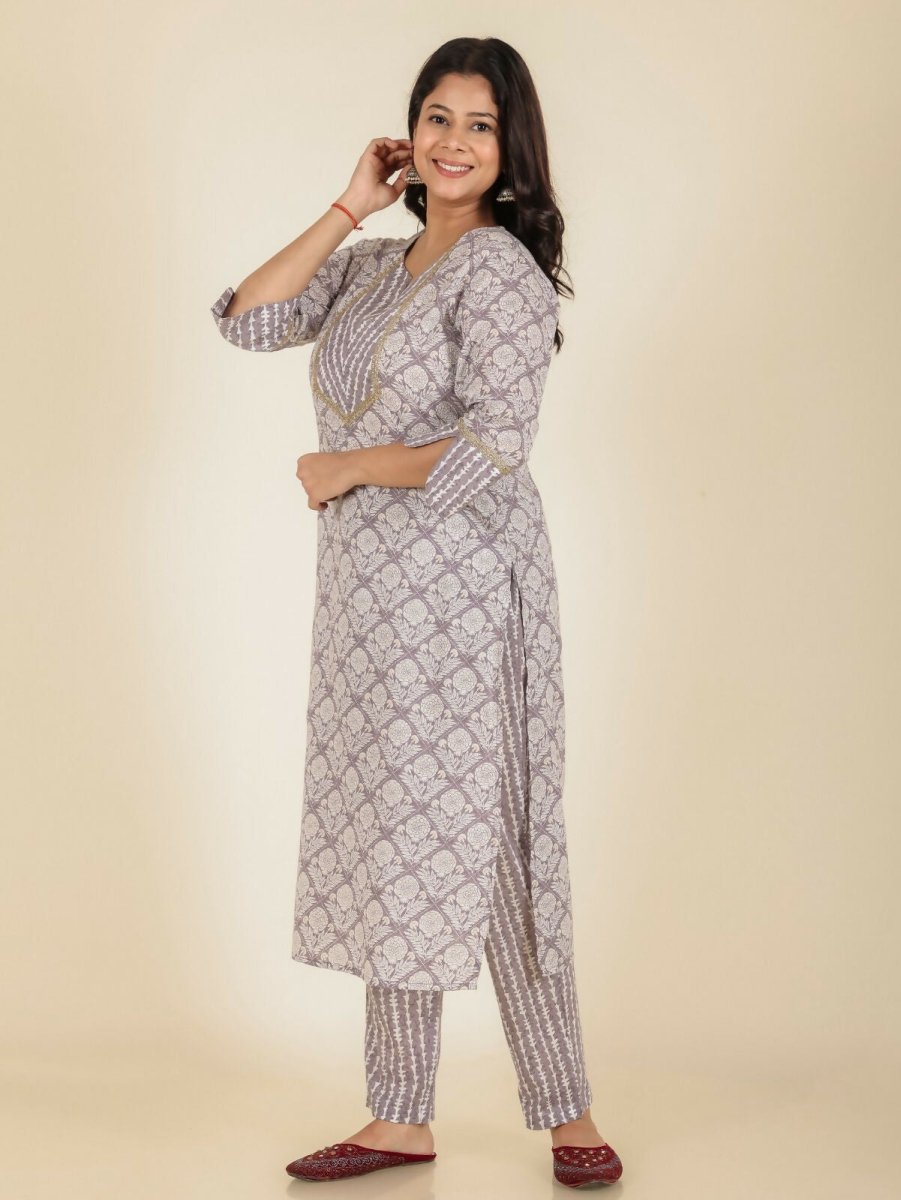 Aramya Straight Soft Cotton Floral Print Women's Kurta - Beige | Grocsy