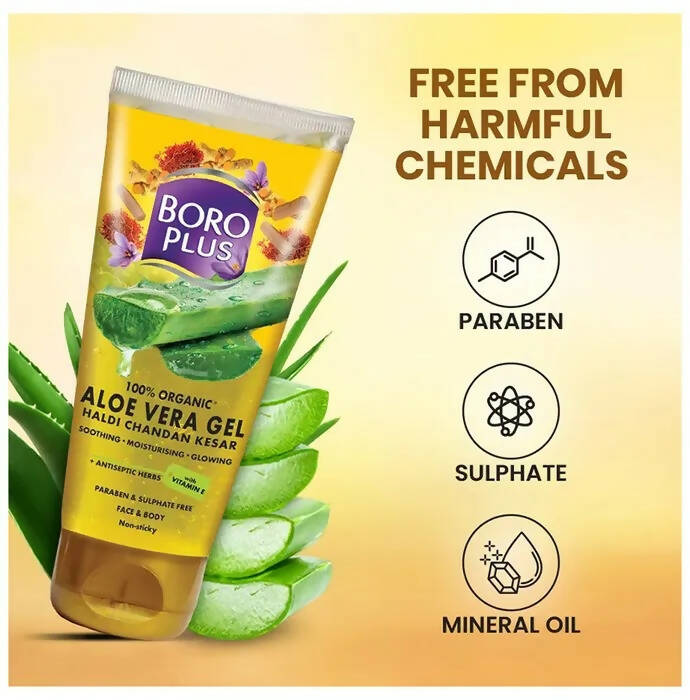Boroplus 100% Organic Aloe Vera Gel Haldi Chandan Kesar | Grocsy