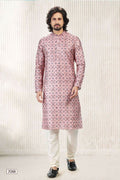 Raivat Ethnic Jacquard Banarasi Silk Digital Print Kurta Pajama In Dark Pink Colour | Grocsy