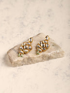 Gold-Polished Kundan Studs Earrings - Ruby Raang