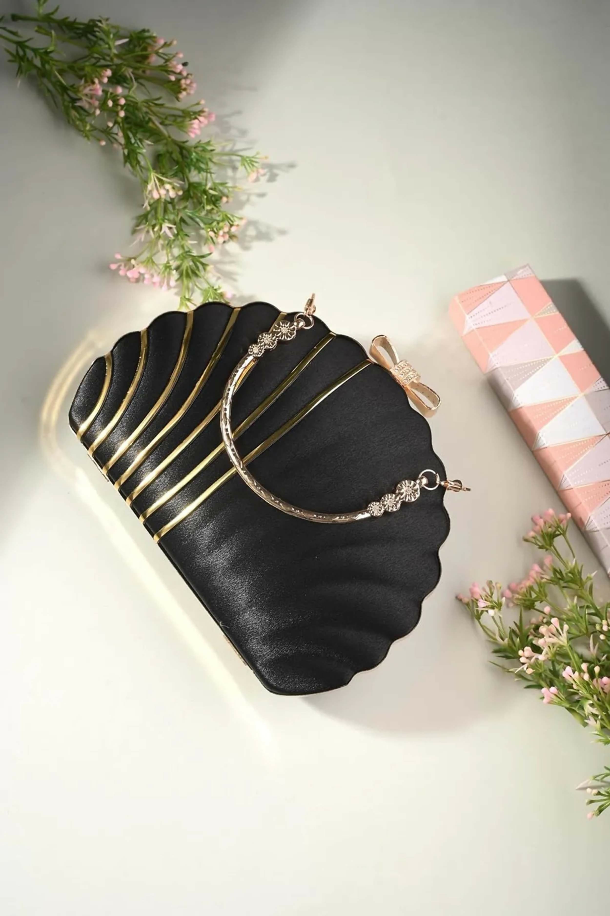 Joban Fashion Women'S Handcrafted Beautiful Bling Box Clutch Bag - Black | Grocsy