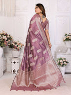 Aastha Fashion Purple Soft Organza Silk Weaving Saree | Grocsy