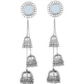 MS Fashion India Muskan Fancy Silver Plated Mirror Tribal Long Hook Jhumki Earrings | Grocsy
