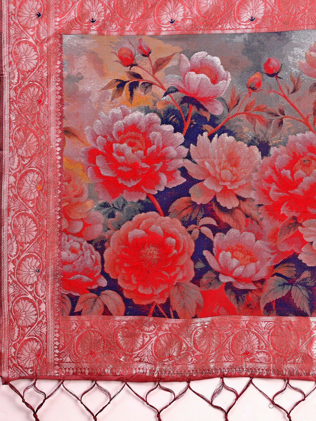 Shree Shyam Fashion Linen Cotton Rust Saree | Grocsy