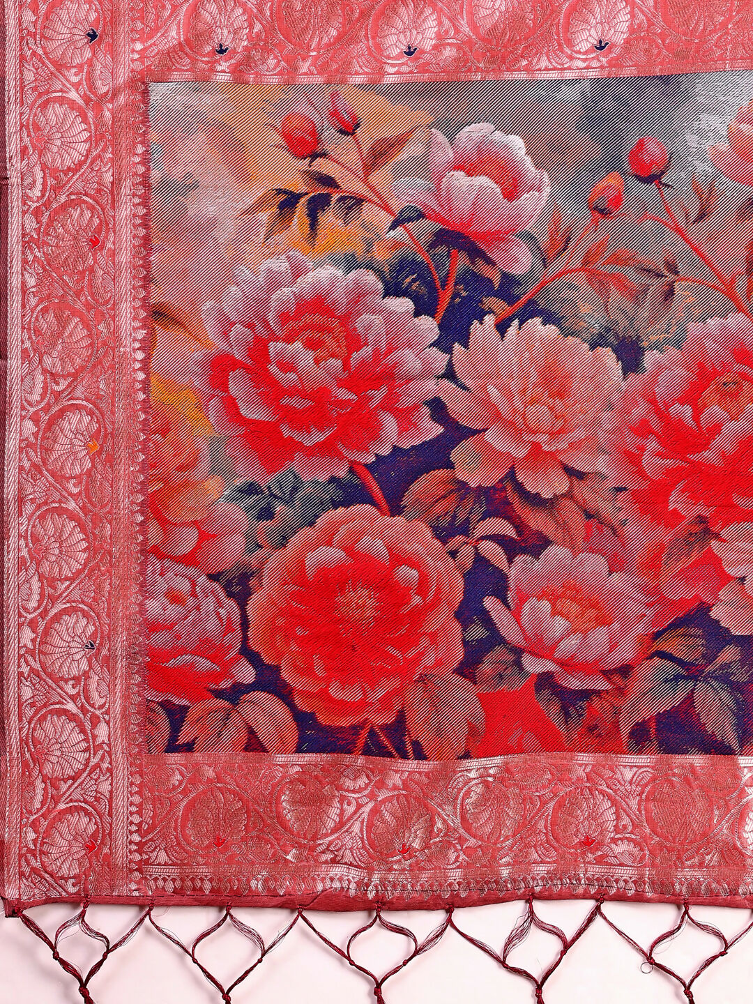 Shree Shyam Fashion Linen Cotton Rust Saree | Grocsy