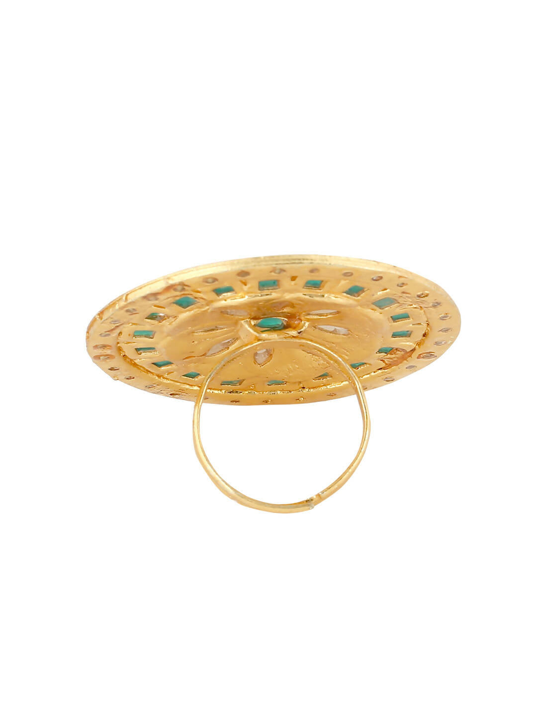 NVR Women's Traditional Kundan Meenakari Gold-Polished Ajustable Finger Ring | Grocsy