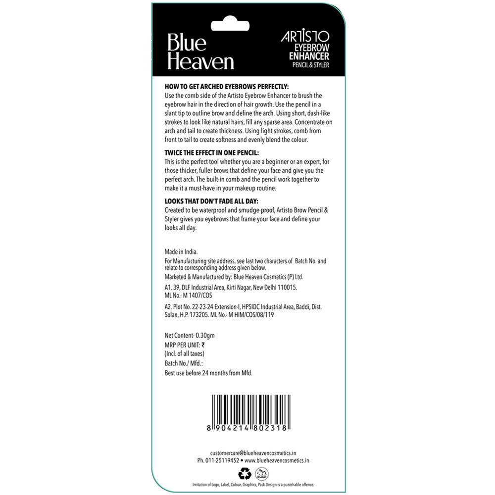 Blue Heaven Artisto Eyebrow Enhancer Pencil & Styler Honey Brown | Grocsy