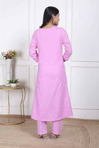 Miravan Womens Pink Lucknowi Angrakha Style Kurta With Palazzo | Grocsy