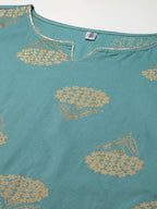 Yufta Women Blue & Off-White Printed Kurta with Palazzo & Dupatta | Grocsy