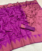 DEIANA'S Beautiful Designer Golden zari Soft Lichi Silk Saree - Pink | Grocsy