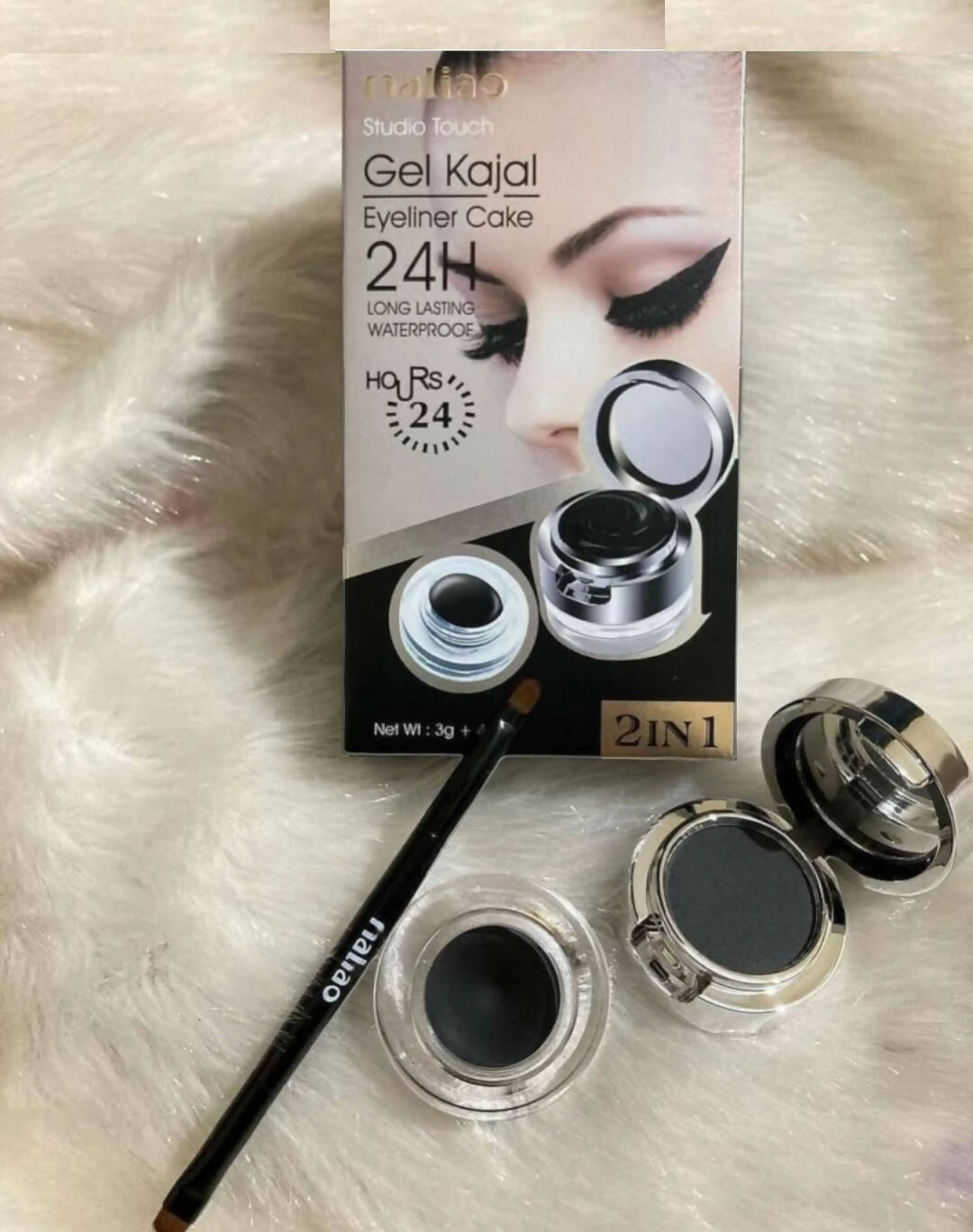 Maliao Professional Studio Touch 24H Long-Lasting Waterproof 2In1 Gel Kajal & Eyeliner Cake | Grocsy