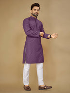 Anaita Lavender Embroidered Rayon Straight Kurta | Grocsy