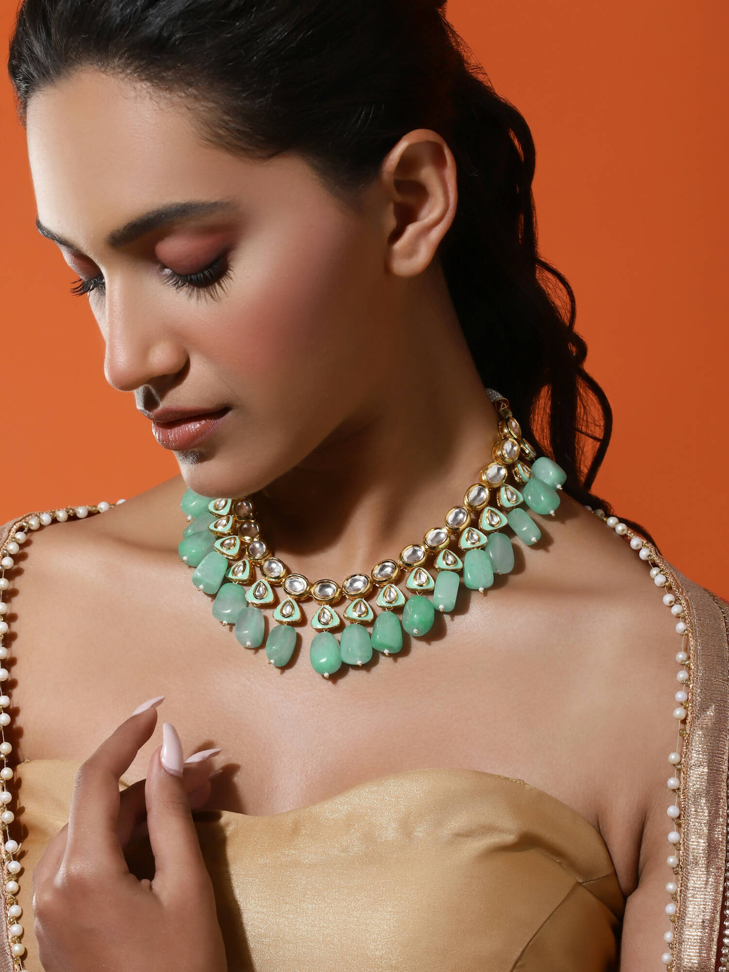 Women's Gold-Polished Necklace - Ruby Raang | Grocsy